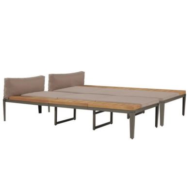 vidaXL Chaise longue avec coussins Bois d'acacia solide Marron