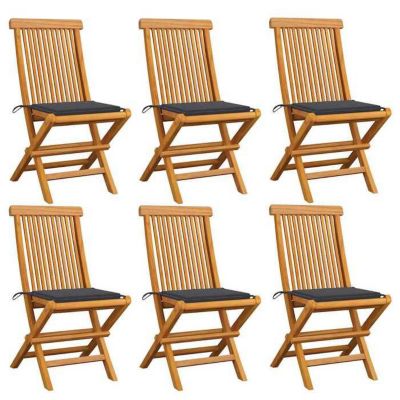 vidaXL Chaises de jardin avec coussins anthracite 6 pcs Bois de teck