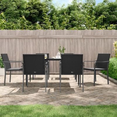 vidaXL Chaises de jardin avec coussins lot de 6 noir 56x59x84 cm rotin 3187076
