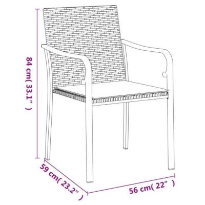 vidaXL Chaises de jardin avec coussins lot de 6 noir 56x59x84 cm rotin 3187076