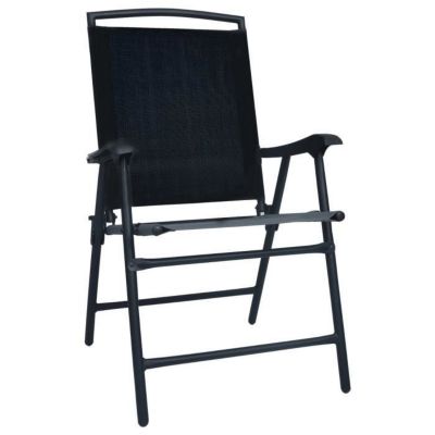 vidaXL Chaises de jardin pliables 2 pcs Textilène Noir