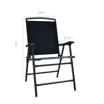 vidaXL Chaises de jardin pliables 2 pcs Textilène Noir