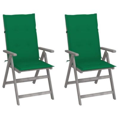 vidaXL Chaises inclinables de jardin, 2 pcs avec coussins Bois d'acacia.