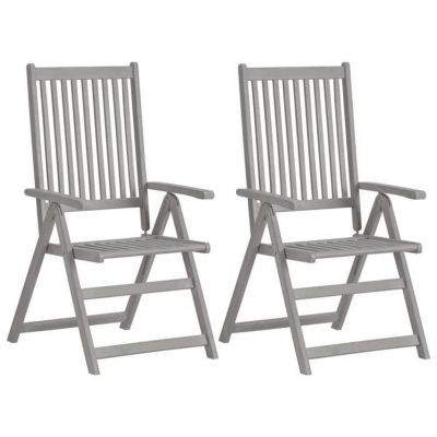 vidaXL Chaises inclinables de jardin, 2 pcs avec coussins Bois d'acacia.