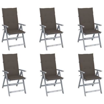 vidaXL Chaises inclinables de jardin 6 pcs avec coussins Bois d'acacia