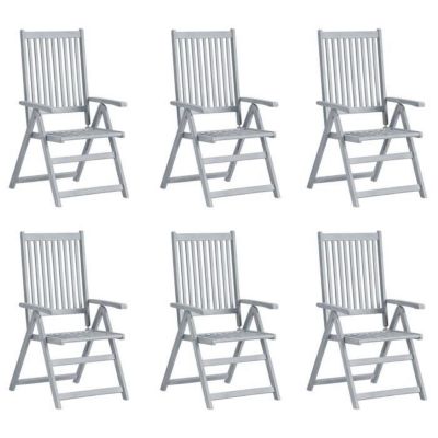 vidaXL Chaises inclinables de jardin 6 pcs avec coussins Bois d'acacia