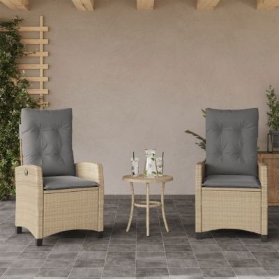 vidaXL Chaises inclinables jardin lot de 2 et coussins résine tressée 365221