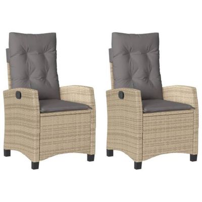 vidaXL Chaises inclinables jardin lot de 2 et coussins résine tressée 365221