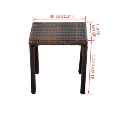 vidaXL Chaises longues avec table Résine tressée Marron