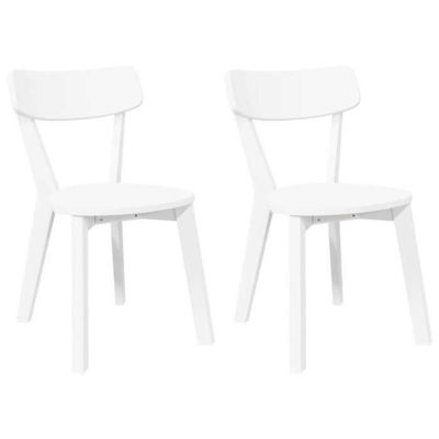 vidaXL Chaises à manger 2 pcs blanc bois massif caoutchouc, chaise à dîner, chaise, chaise de salon, chaises à dîner, chaise 41024