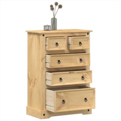 vidaXL Commode Corona 80x43x114 cm bois massif de pin, commode à tiroirs, classeur, armoire à tiroirs, armoire de rangement, 40056