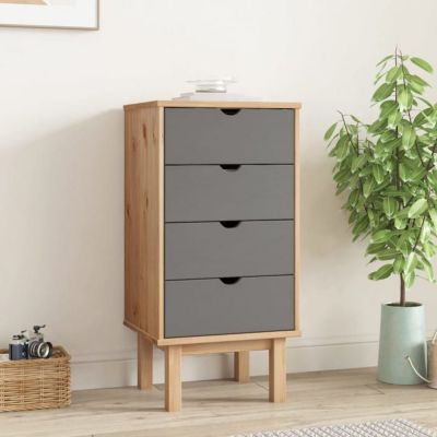 vidaXL Commode OTTA Marron et gris 46x39,5x90 cm Bois de pin massif 348580