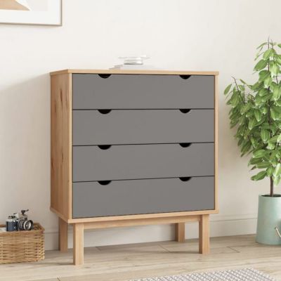 vidaXL Commode OTTA Marron et gris 76,5x39,5x90 cm Bois de pin massif 348583