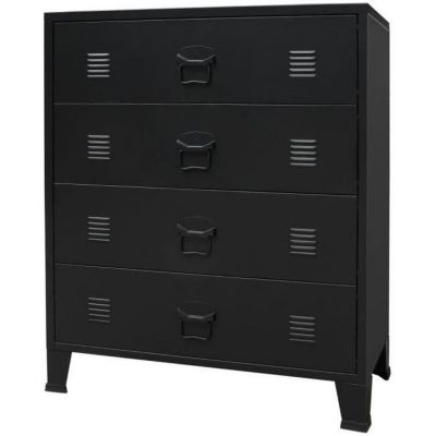 vidaXL Commode à tiroirs Métal Style Industriel 78 x 40 x 93 cm Noir