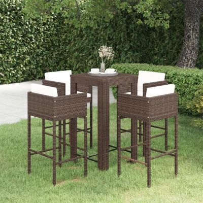vidaXL Ensemble bar de jardin 5 pcs et Coussins Meubles d'Extérieur Table et Chaises de Patio Salon de Jardin Terrasse 3094780