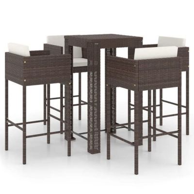 vidaXL Ensemble bar de jardin 5 pcs et Coussins Meubles d'Extérieur Table et Chaises de Patio Salon de Jardin Terrasse 3094780