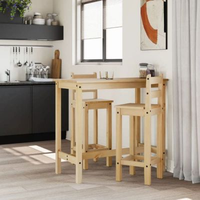 Ensemble De Bar 3 Pièces VidaXL - Table Et 2 Tabourets, Acier Et Bois, Pour Jardin, Cuisine Ou Bar Intérieur