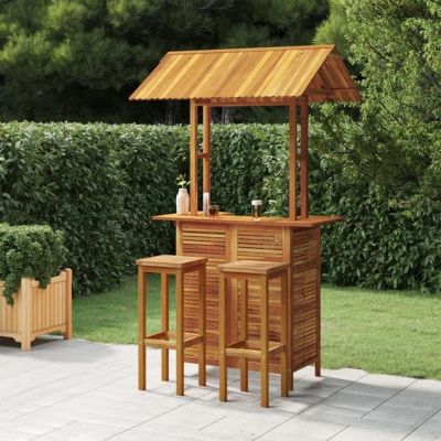 vidaXL Ensemble de Bar de Jardin 3 pcs Mobilier de Patio Table et Tabourets de Bistrot Meubles de Terrasse Extérieur Bois 3116008