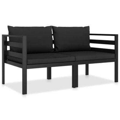 vidaXL Ensemble de canapés 2 pcs avec coussins Aluminium Anthracite