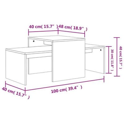 vidaXL Ensemble de tables basses Gris béton 100x48x40 cm Aggloméré