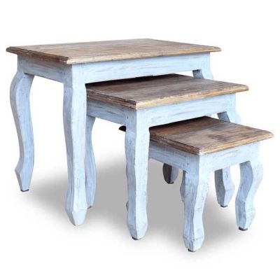 vidaXL Ensemble de tables gigognes 3 pcs Bois de récupération massif