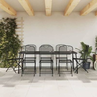 vidaXL Ensemble à manger de jardin 9 pcs anthracite métal maille 3211816