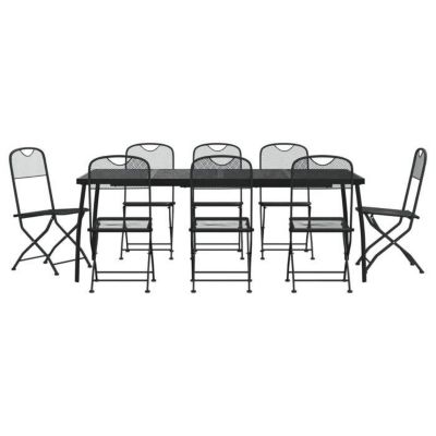 vidaXL Ensemble à manger de jardin 9 pcs anthracite métal maille 3211816