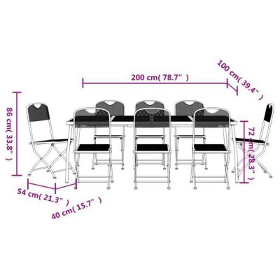 vidaXL Ensemble à manger de jardin 9 pcs anthracite métal maille 3211816