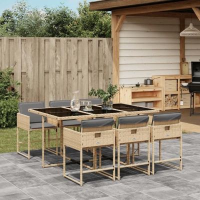 vidaXL Ensemble à Manger de Jardin avec Coussins 7 pcs, Table et Chaises à Dossier Rabattable, Meubles d'Extérieur Patio 3211272
