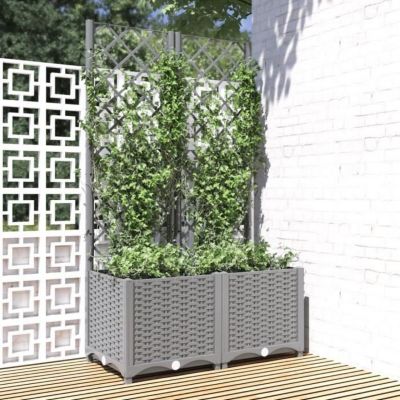 vidaXL Jardinière avec treillis Gris clair 80x40x136 cm PP 153272