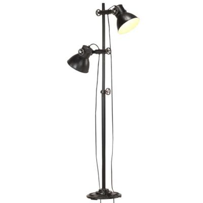 vidaXL Lampadaire avec 2 Abat-jour Lampe sur Pied Eclairage Luminaire Salon Chambre à Coucher Couloir Maison Intérieur Noir 320585