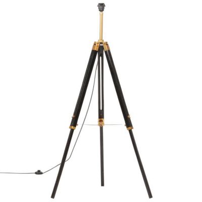 vidaXL Lampadaire à Trépied Lampe sur Pied Lampe à Piédestal Salon Salle de Séjour Maison Intérieur Noir et Doré 141 cm Bois 28807