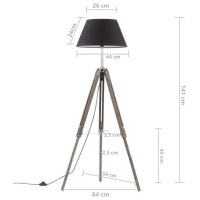 vidaXL Lampadaire à Trépied Lampe sur Pied Lampe à Piédestal Salon Salle de Séjour Maison Intérieur Noir et Doré 141 cm Bois 28807