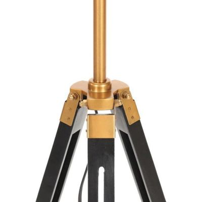 vidaXL Lampadaire à Trépied Lampe sur Pied Lampe à Piédestal Salon Salle de Séjour Maison Intérieur Noir et Doré 141 cm Bois 28807