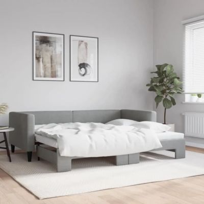 vidaXL Lit de jour avec lit gigogne gris clair 90x200 cm tissu 3196578
