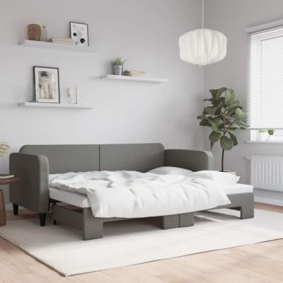 vidaXL Lit de jour avec lit gigogne gris foncé 80x200 cm tissu 3196812