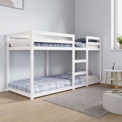 vidaXL Lit Superposé Cadre de Lit Sommier à Lattes Lit pour Enfants Meuble de Chambre à Coucher Intérieur Blanc 80x200 cm 821650