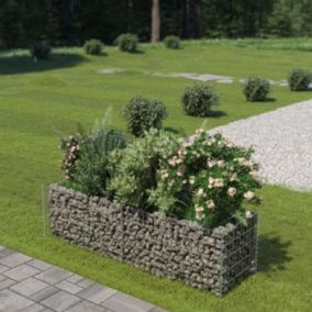 vidaXL Lit Surélevé à Gabion Acier Galvanisé Argenté 180x50x50 cm Jardinière 143559