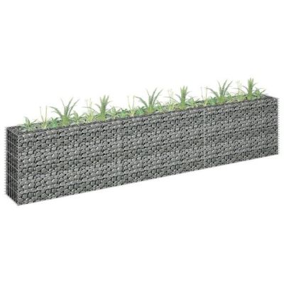 vidaXL Lit Surélevé à Gabion Parterre de Fleurs Plantes Jardin Terrasse Extérieur Arrière-cour Jardinière Acier Galvanisé 145638