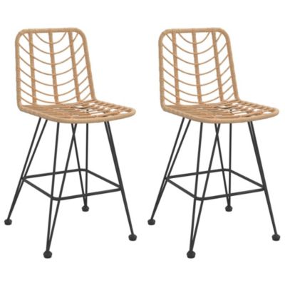 vidaXL Lot de 2 Tabourets de Bar, Chaise de Pub, Siège de Terrasse, Meuble de Bistrot Jardin Patio Extérieur, Résine Tressée 31943