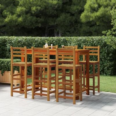 vidaXL Lot de 6 Tabourets de Bar, Chaise de Pub, Siège de Bistrot, Meuble de Terrasse Balcon Patio Extérieur, Bois Massif 3115987
