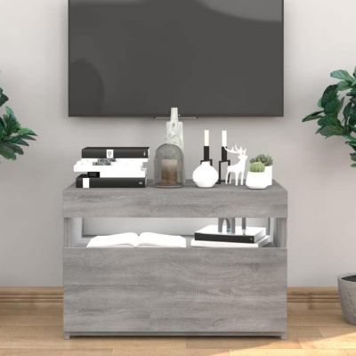 VidaXL Buffet Avec Lumières LED RVB - Meuble Rangement Moderne Salon Blanc Brillant
