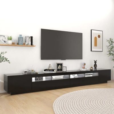 vidaXL Meuble TV, Armoire de Télévision avec 4 Compartiments, Meuble Télé avec Pieds Salle de Séjour, Moderne, Noir Bois d'Ingénierie