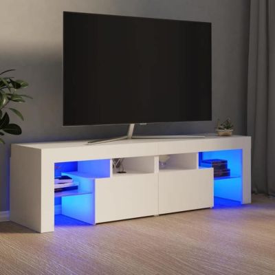 Meuble TV avec lumières LED blanc 80x35x40 cm - Meuble Tv - Meuble Téléviseur - Armoire Tv - Télévision - Led - Home & Living