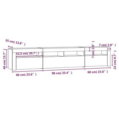 vidaXL Meuble TV avec Lumières LED Centre de Divertissement Rangement Meuble Média Meuble de Salon Salle de Séjour Maison 3152733