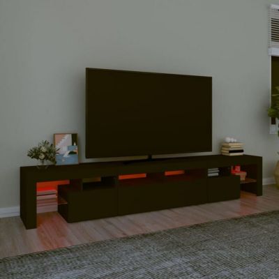 vidaXL Meuble TV avec Lumières LED Centre de Divertissement Rangement Meuble Média Meuble de Salon Salle de Séjour Maison 3152787