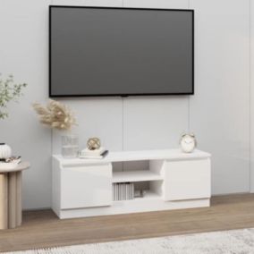 vidaXL Meuble TV avec porte Blanc 102x30x36 cm 823350