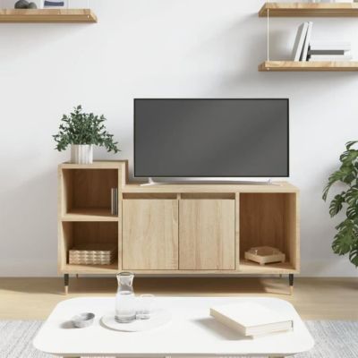 Meuble TV VidaXL Chêne Sonoma 140x35x40 Cm - Centre De Divertissement Avec Tiroir Et Rangement