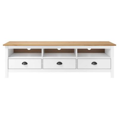vidaXL Meuble TV Hill Range Blanc 158x40x47 cm Bois de pin solide 288930