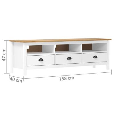 vidaXL Meuble TV Hill Range Blanc 158x40x47 cm Bois de pin solide 288930